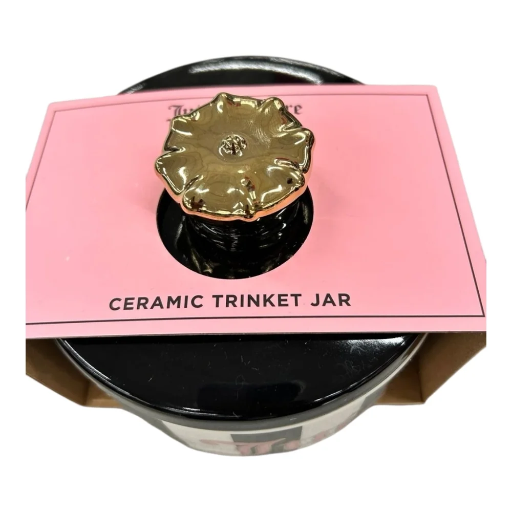 Juicy Ceramic Trinket Jar with Black and White Stripes